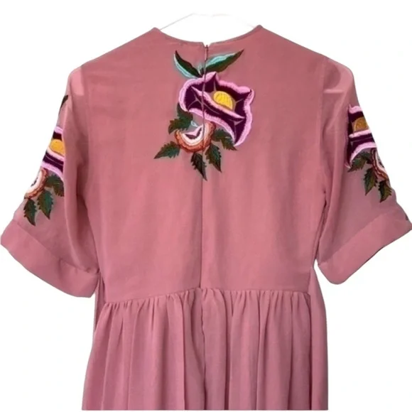 ASOS Wrap Dress With Embroidered Peacock & Flower Detail - Picture 12 of 13